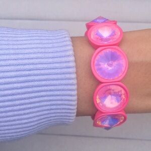 Hot Pink + Rose Pink Opal AB Rivoli Crystal Stretch Bracelet